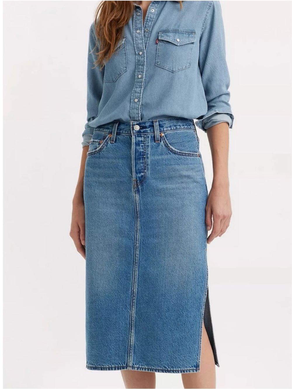 Levi’s Side Slit Button-fly Denim Skirt
